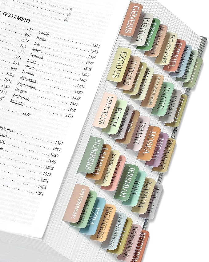 Bible Tabs for Women & Men, Bible Tabs for Study Bible, Large Print Neutral Bible Tabs for Easy Navigation, Boho Theme, Bible Index Tabs