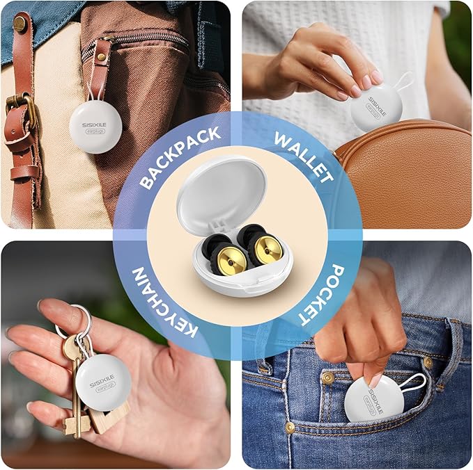 2 Pairs Noise Cancelling Earplugs with Premium Metal Design and Elegant Gift Box – for Sleeping, Concerts, Travel, Noise Sensitive – 35dB Reusable Silicone Earplugs for Men and Women,Gold