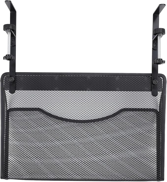 Dioche Clamp on Desk Hanging Desk Organizer Adjustable Carbon Steel ClampOn Organizer for Effective Office Storage - Stylish White Design (Black)