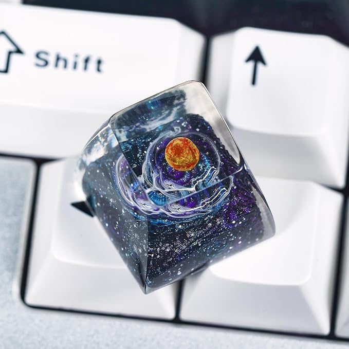 Sun Artisan Keycap Solar System Planet - 1U ESC, R1 SA Profile Custom Handmade Resin Cherry MX Switch Key Cap Mechanical Keyboard, Cool Tech Gifts for Men, Dad, Father, Gamer, Space Lover