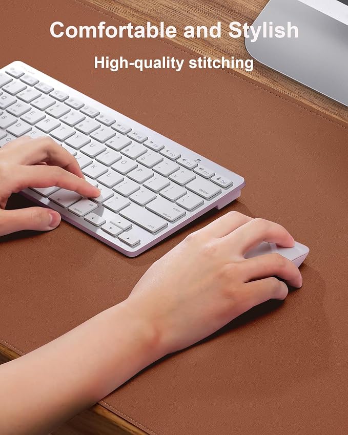 Leather Desk Pad Protector, Mouse Pad, Office Desk Mat, Non-Slip PU Leather Desk Blotter, Laptop Desk Pad, Waterproof Desk Writing Pad for Office and Home (Brown, 31.5" x 15.7")