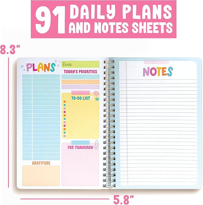Hadley Designs Undated Daily Planner with Hourly Schedule - Daily Planner Undated with Notes Section for Academic Year, To Do List Notebook for Work, ADHD Day Planners, Teacher Supplies & Must Haves