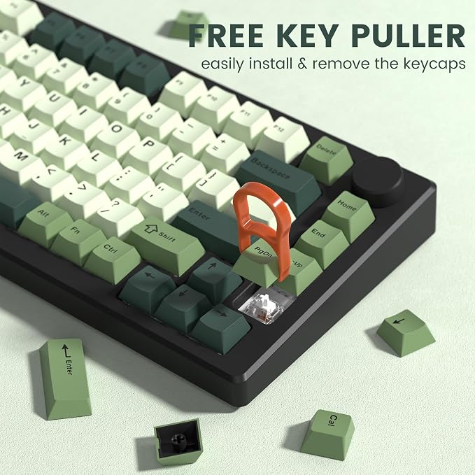 dagaladoo Keyboard keycaps Set, Double Shot PBT keycaps,Cherry Profile Custom Key caps 60 65 75 100 Percent for Cherry-mx Full Size Retro Mechanical Keyboard,Matcha Green