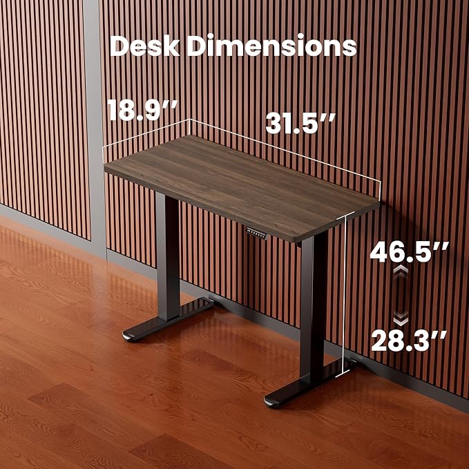 ErGear Height Adjustable Electric Standing Desk, 32 x 19 Inches Sit Stand up Desk, Memory Computer Home Office Desk, Dark Walnut