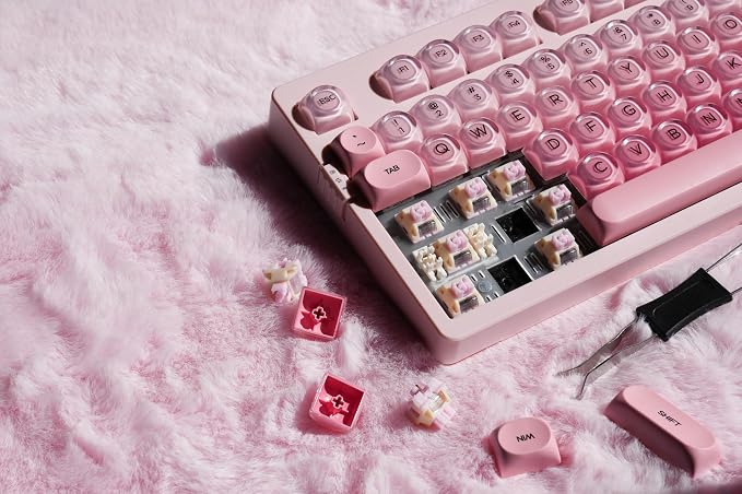 ZORNHER ZH980 Foundation Mechanical Keyboard,95% Pink Creamy Keyboard with Number Pad,Cute Jelly MOA Profile Keycaps,Loud Keyboard Clicky Blue Switches,Hot-Swappable