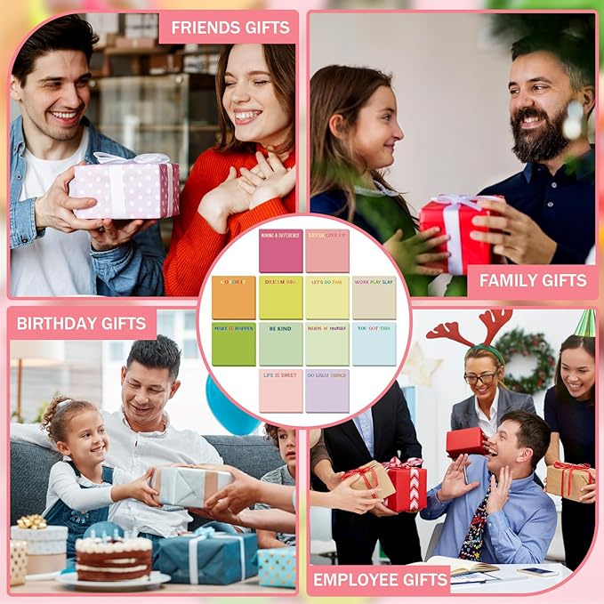 Yinder 24 Pcs Inspirational Sticky Notes Thank You Gift Motivational Sticky Note Pad Employee Appreciation Gift Bulk for Staff Coworker Teacher Nurse Office Groups 3 x 3'' (Motivational,Macaroon)