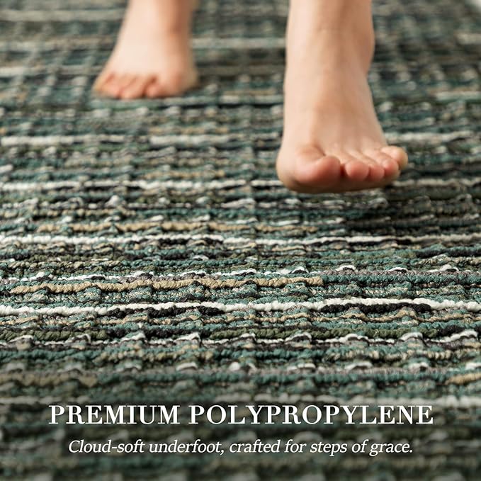 Kitchen Runner-Non Slip Kitchen Mats for Floor-Thick Stain Resistant Vintage Kitchen Floor Rug Runner Carpet for Hallways Entryway Laundry Room Washable（Green 24"x70"）