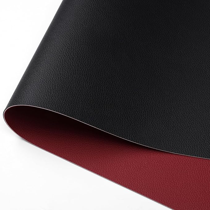 Dual Sided Desk Pad Faux Leather Desk Mat Large Mouse Pad | Desk Pad Protector Non-Slip Waterproof Desk Mouse Pad for Writing Desk, Office, Home(Red Black 31.5"X15.7")