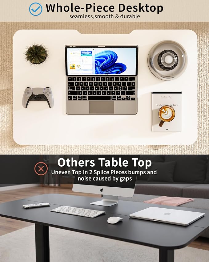 Okin Electric Standing Desk 31.5x19.7 Inches Small Computer Desk-Whole Piece Stand up Desk with Wheels Gaming Rolling Home Office Desks, White
