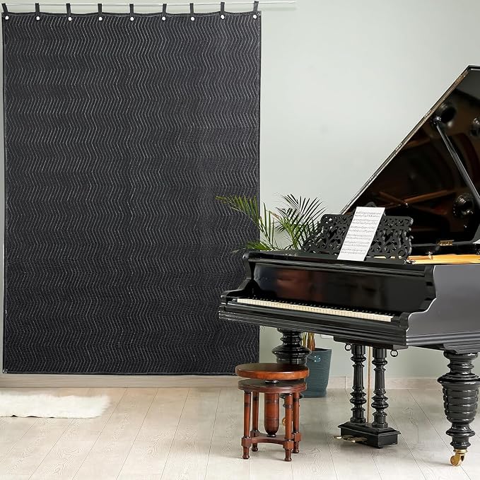 HOMBYS Large Sound Dampening Blanket, 72" x 40" Sound Absorbing Panel with Grommets for Wall Hanging, Noise Reduce Curtains for Recording Studio Use and Basements, 72" x 40", Black