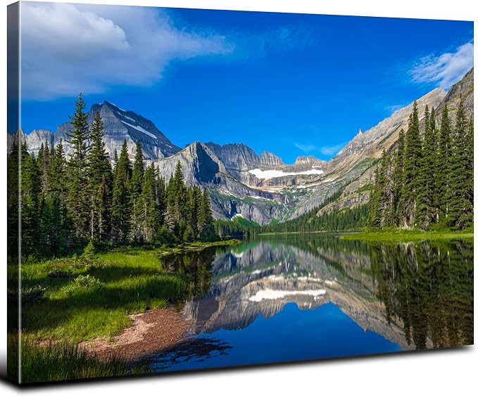 Rustic Moraine Lake Wall Art for Bedroom Snow Mountains Pictures Wall Decor Banff National Park Photography Canvas Posters Nature Forest Scenery Paintings Modern Artwork Living Room Decorations 24x36"