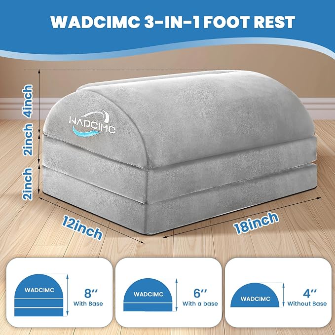 Foot Rest for Under Desk at Work, Warmer Feet Pocket Footrest,Foot Stool with Washable Cover,Comfortable Footrest with 3 Adjustable Heights, for Office Gaming Chair, for Leg Support, XL(18IN)