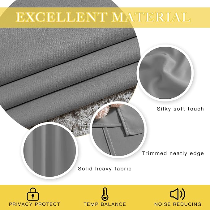 NICETOWN Silver Grey Blackout Curtain for Sliding Glass Door, Grommet Patio Door Curtain Wide Window Treatment Privacy Thermal Insulated Drapes for Bedroom/Living Room (1 Panel, W80 x L95)
