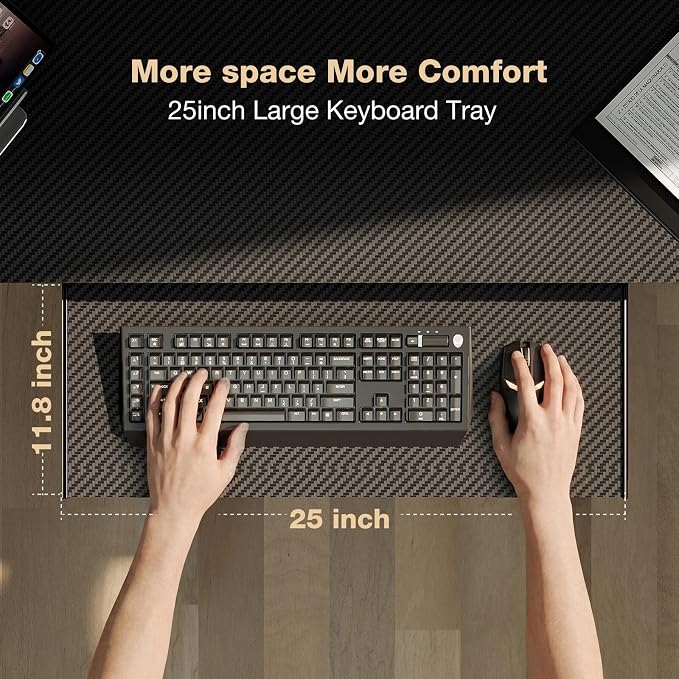 Acrolix 59 Inch L Shaped Standing Desk with Shelves and Keyboard, Electric Corner Standing Desk Adjustable Height, Sit Stand Computer Table with Reversiable Splice Board，Black Carbon
