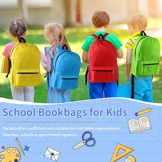 12 Set Bulk Backpacks with School Supply Kit 17 Inch Book Bags in Bulk and Back to School Supplies Stationery Kit for Kids Boy