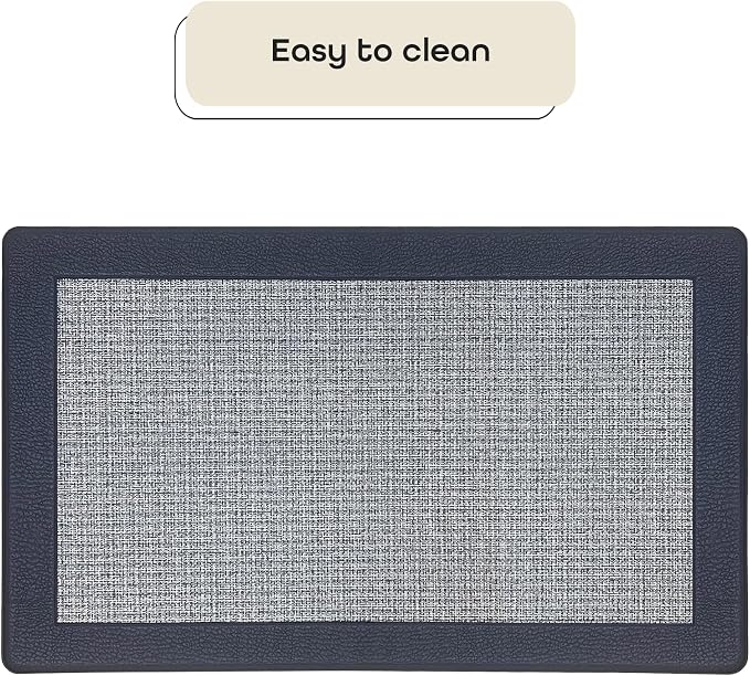 Anti-Fatigue Floor Comfort Mat - 18 x 30 Inch (Clarke Navy) - Non-Slip Kitchen Mats for Floor - Easy to Clean Cushioned Standing Mat for Bathroom & Office Desk - Achim Home Décor