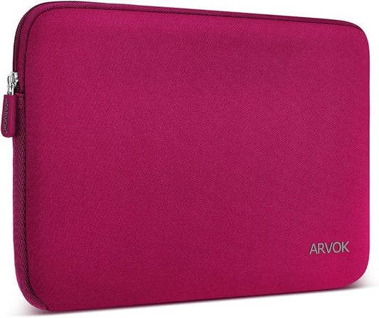 Arvok 13 13.3 14 Inch Laptop Sleeve Case for MacBook Pro/MacBook Air 13-14 inch, Water-Resistant Notebook Chromebook Computer Pouch, Carrying Bag Cover for HP/Dell/Lenovo/Asus/Acer, Wine Red