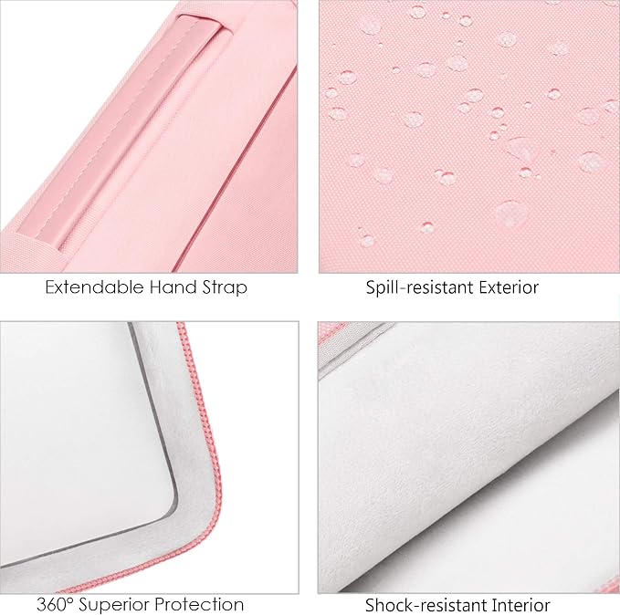 Lacdo 360° Protective Laptop Sleeve Case for 13 inch MacBook Air M5 A3449 (2026), M4 A3240 2025, M3 A3113 A2681 A2337 | 13" MacBook Neo A18 Pro A3404 (2026) | iPad Air/Pro 13 M5 Computer Bag, Pink