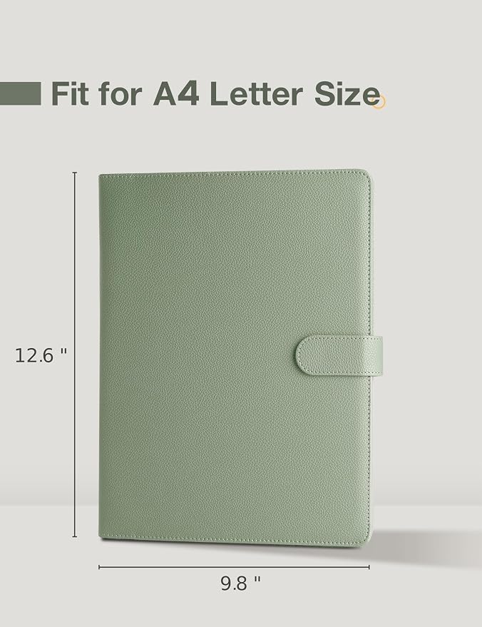 Clipboard Folder Padfolio, Mymazn Writing Portfolio Faux Leather Clipboards with Cover for Legal Pad Holder Letter Size A4 8.5 x 11 for Business Conference Notepad Clip Board (Sage)