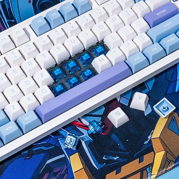 GATERON Phantom Blue Clicky Keyboard Switches, RGB LED 60gf Key Switches for MX Mechanical Keyboard(Blue, 110PCS)