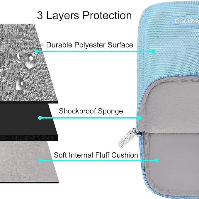 MOSISO Laptop Case 15 inch, 15 inch Laptop Sleeve Compatible with MacBook Air M5 A3448 M4 A3241 M3 A3114 M2 A2941 2026-2023, Dell XPS, Polyester Vertical Computer Sleeve Bag with Pocket, Air Blue