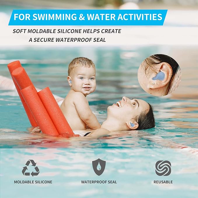 LYSIAN Ultra Soft Moldable Ear Plugs for Sleeping and Swimming Adults and Kids - Reusable Noise Cancelling Earplugs for Sound Blocking, Snoring, Study