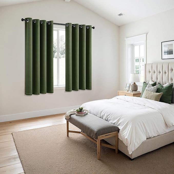 MIULEE Blackout Curtains for Bedroom Living Room 2 Panels, Thermal Insulated Room Darkening Drapes Grommet Noise Reducing Light Blocking Window Treatments 68 Inches Long 55x68 Inch Olive Green