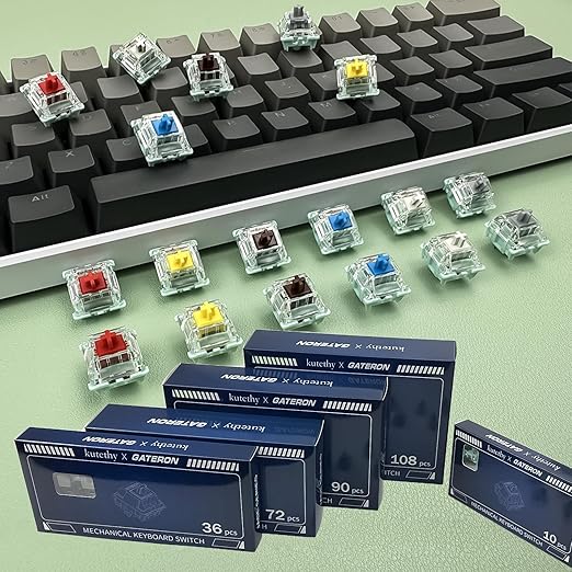 Gateron Jade Series Dual-Stage Spring Pre Lubed Switches Yellow V3 Pro,3-Pin 55gf Linear/RGB/LED Switches for Mechanical Keyboard（Yellow,36pcs）