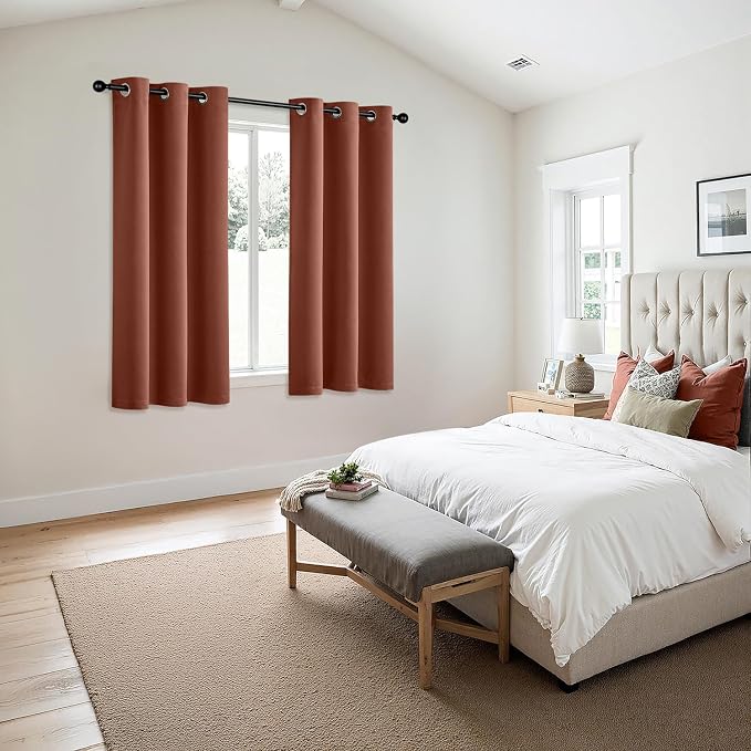 MIULEE Blackout Curtains for Bedroom Living Room 2 Panels, Thermal Insulated Room Darkening Drapes Grommet Noise Reducing Light Blocking Window Treatments 63 Inches Long 40x63 Inch Terracotta