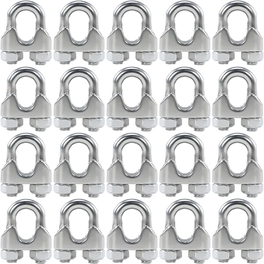 20PCS 1/8 Inches M3 Stainless Steel Wire Rope Clips Cable Clamp | Corrosion resistant,antirust,easy to install,suitable for using in 1/16"-1/8" diameter wire rope or cable