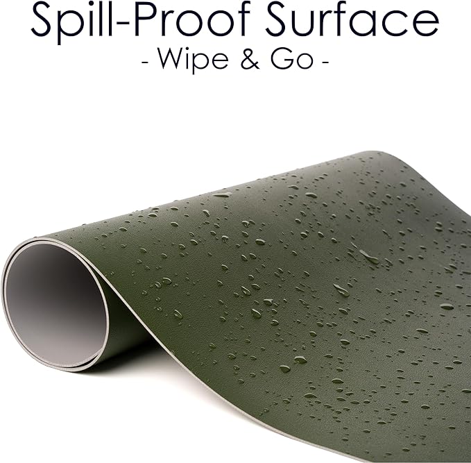 WAYBER Leather Desk Pad Protector, Waterproof Mouse Pad, PU Desk Mat, Office Desk Cover, Desk Writing Mat for Office/Home/Work/Cubicle (Green/Gray) 23.6x13.7in