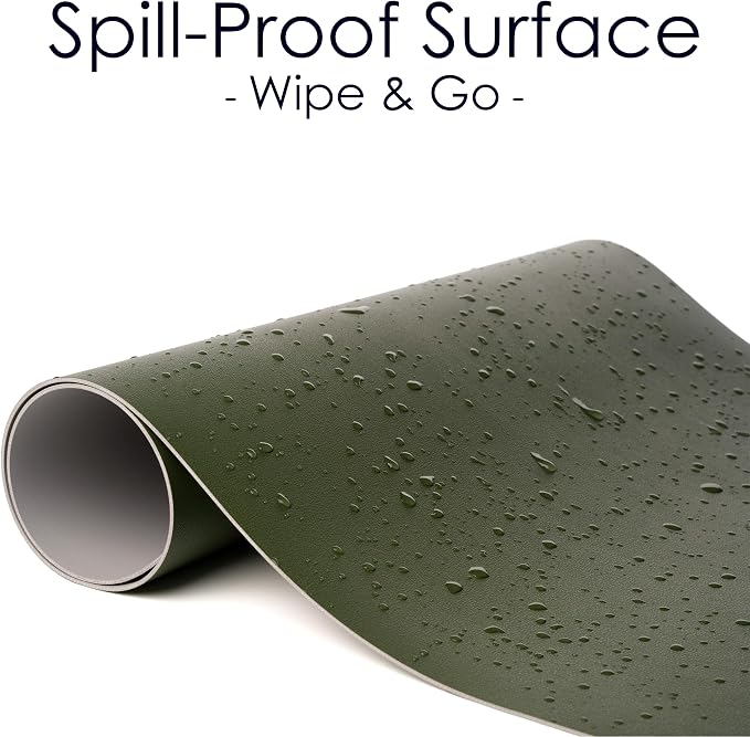 Leather Desk Pad Protector, Waterproof Mouse Pad, PU Desk Mat, Office Desk Cover, Desk Writing Mat for Office/Home/Work/Cubicle (Green/Gray) 9x8 in
