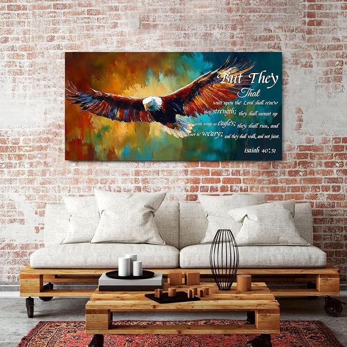 Christian Eagle Wall Art Isaiah 40 31 Poster Bible Verse Wall Decor Inspirational Scripture Canvas Prints Painting Religious Biblical Framed Artwork Bedroom Living Room Home Decoration 30x60