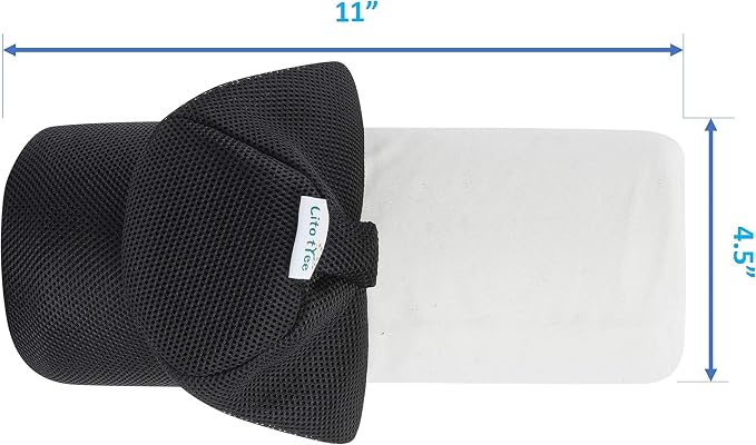 Lumbar Roll for Back Support - 100% Memory Foam - Optimized Firmness - 11 Inches Long with 4.5 Inches Diameter - Breathable Mesh Pillow Cover - for Comfortable Alignment and Support