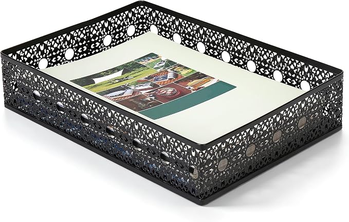 Letter Desk Tray Organizer, Metal Mesh File Basket for Office Home | Decoration Drawer Trays, Large Capacity Heavy-Duty Storage Box, Desktop Bin for Document, A4 Printer Paper, Mail, Paperwork