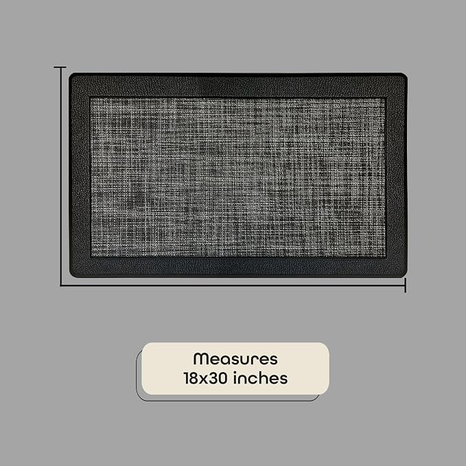 Anti-Fatigue Floor Comfort Mat - 18 x 30 Inch (Clarke Black) - Non-Slip Kitchen Mats for Floor - Easy to Clean Cushioned Standing Mat for Bathroom & Office Desk - Achim Home Décor