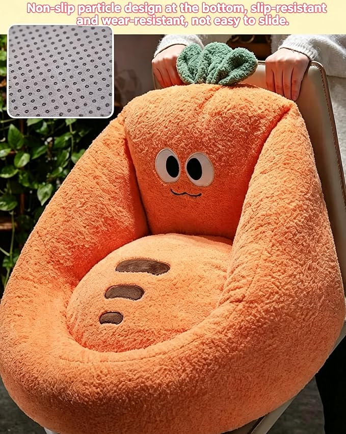 Fruit Shaped U-Wrap Plush Seat Cushion, Detachable Lumbar Support Floor Pillow, Non-Slip Thick Lazy Sofa Chair Pad for Home Office，Green：17.7 * 15.7in