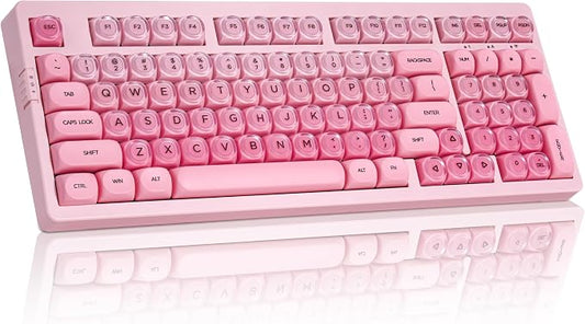 ZORNHER ZH980 Foundation Mechanical Keyboard,95% Pink Creamy Keyboard with Number Pad,Cute Jelly MOA Profile Keycaps,Loud Keyboard Clicky Blue Switches,Hot-Swappable