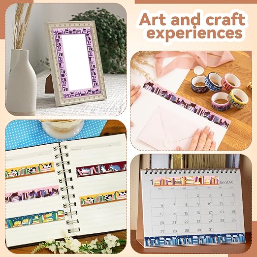 24 Rolls Book Washi Tape Back to School Washi Tape Vbs Maskingtape Set Gifts for Students Cat Book Maskingtape for Sunday School, Classroom Crafts, Journaling Supplies, Scrapbooking, Gift Wrapping