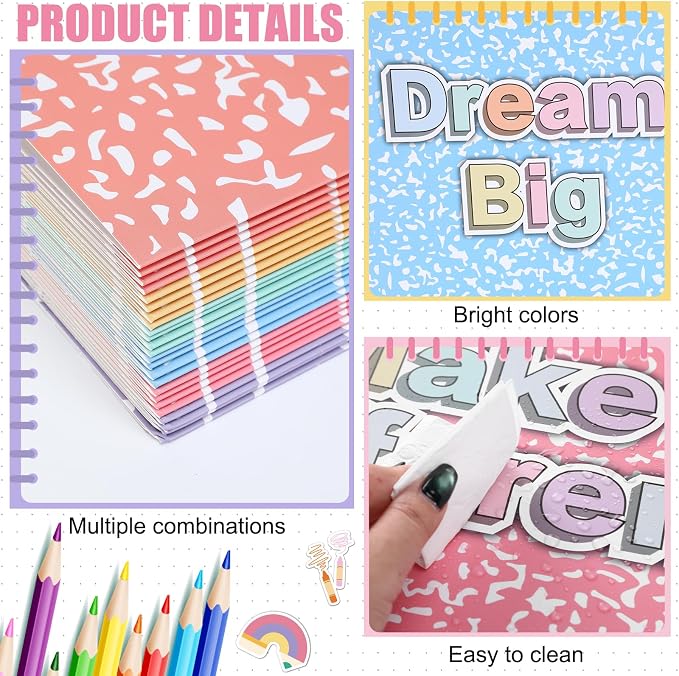 Honoson 24 Pcs Bulk Inspirational Privacy Folders for Students Cardboard Test Privacy Boards Motivational Words Desk Dividers Shield for Classroom School Study Supplies (Pastel Marble)