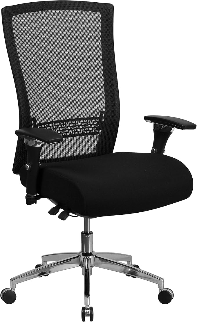 Flash Furniture HERCULES Series 24/7 Intensive Use 300 lb. Rated Black Mesh Multifunction Ergonomic Office Chair with Seat Slider