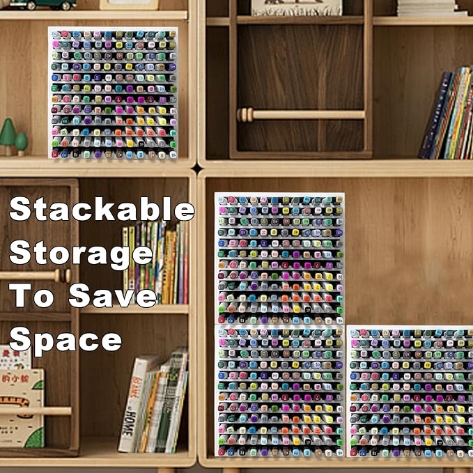 MinBoo Bamboo Art Supply Storage Rack - Wooden Marker Organizer for 144 Markers, Pens, Colored Pencils, Paint Brushes (White)