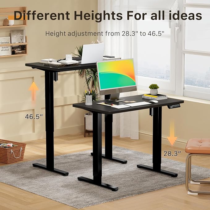 JOY worker 35" Small Electric Sit Stand Desk, Whole Piece Height Adjustable | 35" x 20" Black Narrow Stand Up Desk with Memory Controller, 36 Inch Compact Computer Workstation for Home Office Walking Pad