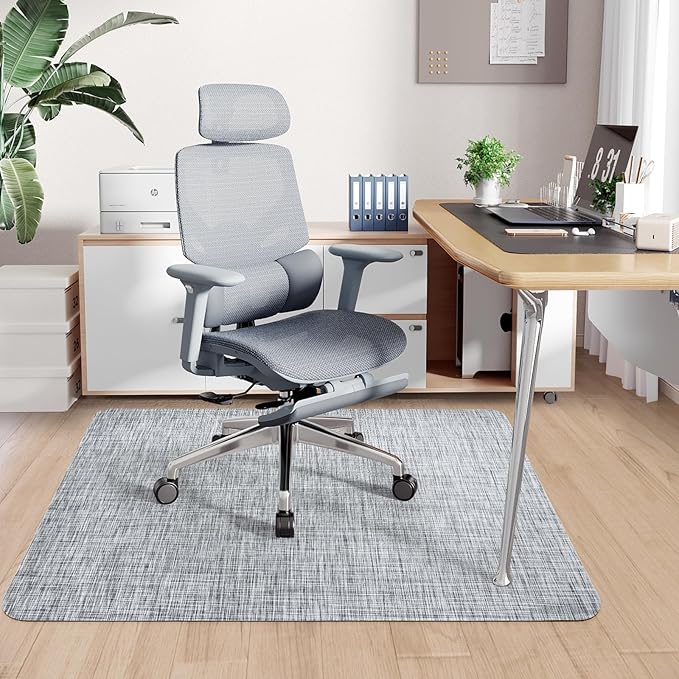 Sycoodeal Office Chair Mat for Hardwood & Tile Floor,Computer Gaming Chair Mat for Rolling Chairs Non-Curve, Anti-Slip, Heavy Duty Floor Protector for Home Office,Grey (40" x 55")