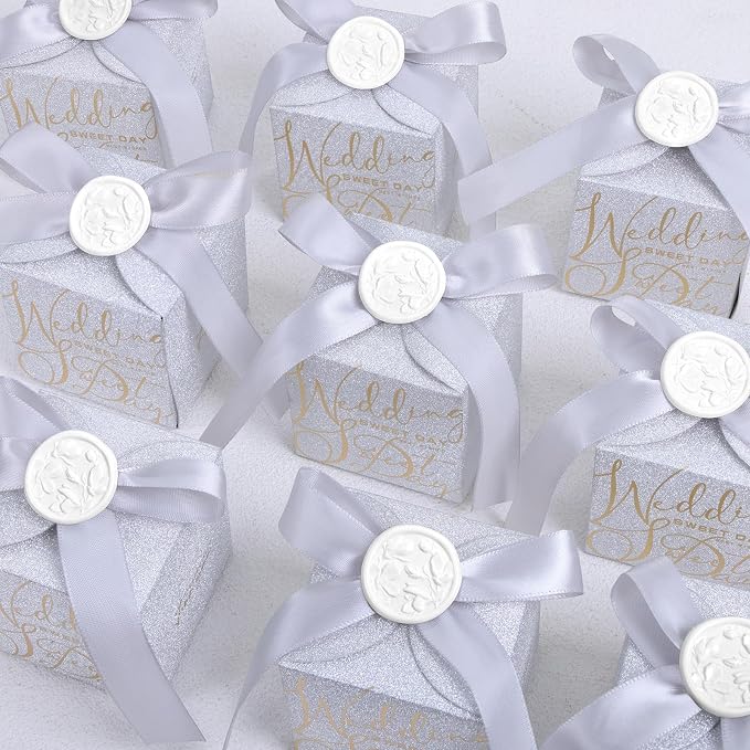 UNIQOOO Wax Seal Stickers - 3D Magnolia Wedding Invitation Envelope Botanical Seal Stickers, 50 Pcs Self- Adhesive Snow White Stickers, Perfect for Invitation, Christmas, Gift Wrapping, Party