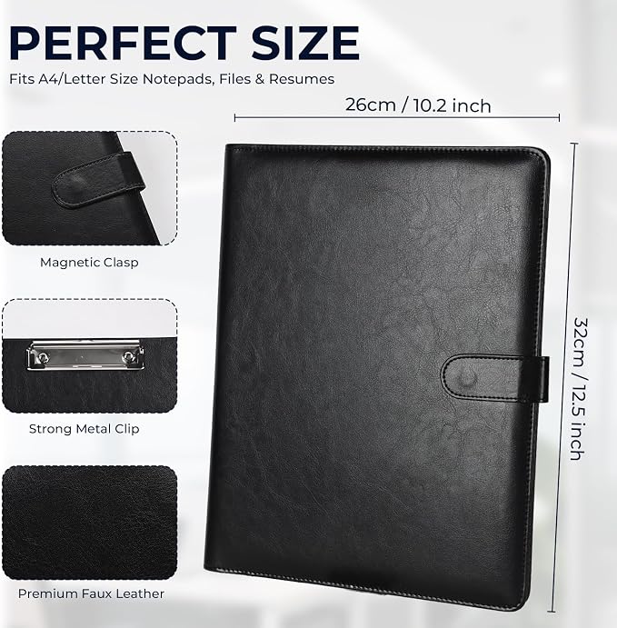 10 Pack Padfolio Portfolio Binder, Faux Leather Folder, Resume Interview Legal Document Organizer, Letter Sized Writing Pad w/Business Card Holder, A4 Professional Folio for Office Conference10