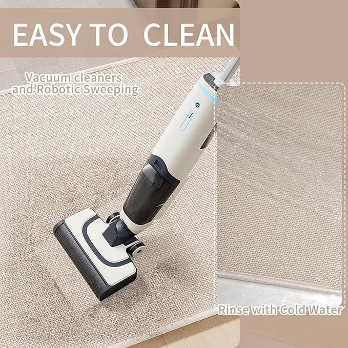 YDKGL Kitchen mats for Floor Water and Oil Absorbent Runner Rugs for Kitchen, Kitchen Mat in Front of Sink,Non-Slip Kitchen Rugs,Durable Imitation Linen Kitchen Rug Beige 17x30+17x47