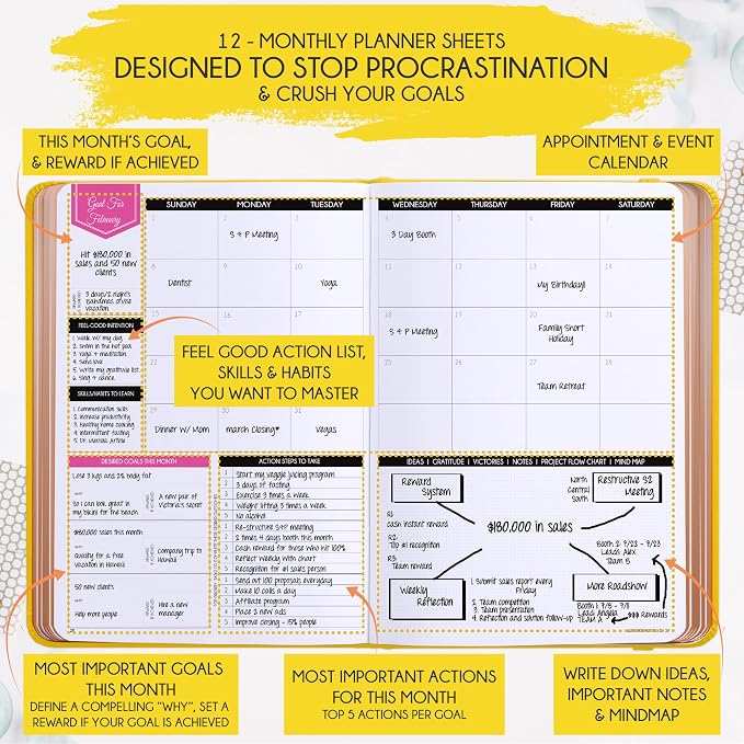 Deluxe 2026 Planner Weekly and Monthly | Law of Attraction Planner with Productivity App | 12-Month for Productivity, Gratitude & Goal Setting | Includes Foldable Vision Board, Gift Box & Stickers
