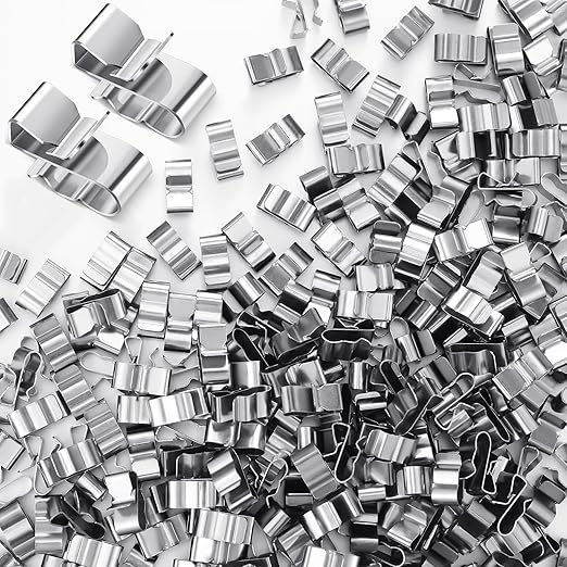 Zhengmy 300 Pcs Trailer Frame Wire Clips Stainless Steel Metal Cable Clips 22.5 mm/ 0.89 Inch Solar Panel Double Wire Clamps Trailer Clamps for PV Wiring Boat Cable