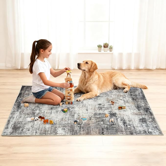 Office Chair Mat for Hardwood Tile Floor, 36"x48"Anti-Slip Under Desk Carpet Protector for Rolling Computer Chair Mat, Machine Washable Office Area Carpet (Chenille,Beige)